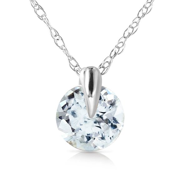 14K. SOLID GOLD NECKLACE WITH NATURAL AQUAMARINE - Picture 2 of 6